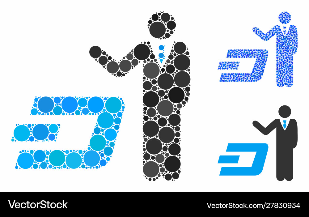 Businessman show dash mosaic icon circle dots Businessman show dash mosaic icon circle dots vector image