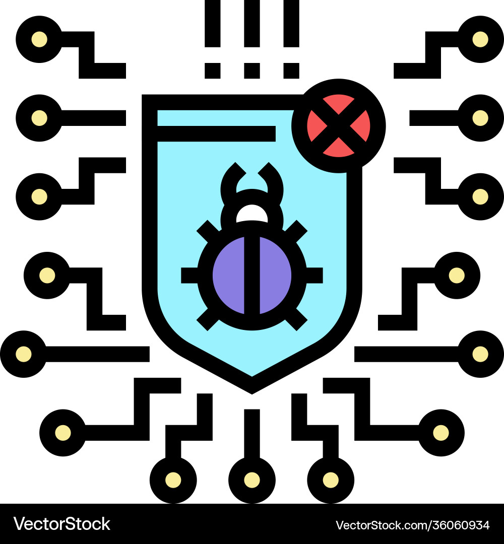 Computer protection program anti-virus color icon vector image