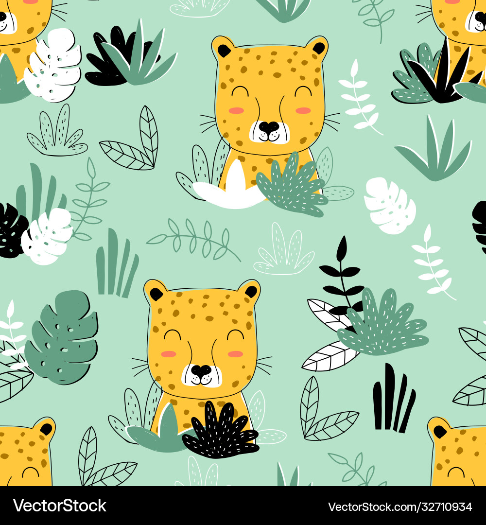 Cute leopard pattern print design with slogan Cute leopard pattern print design with slogan vector image