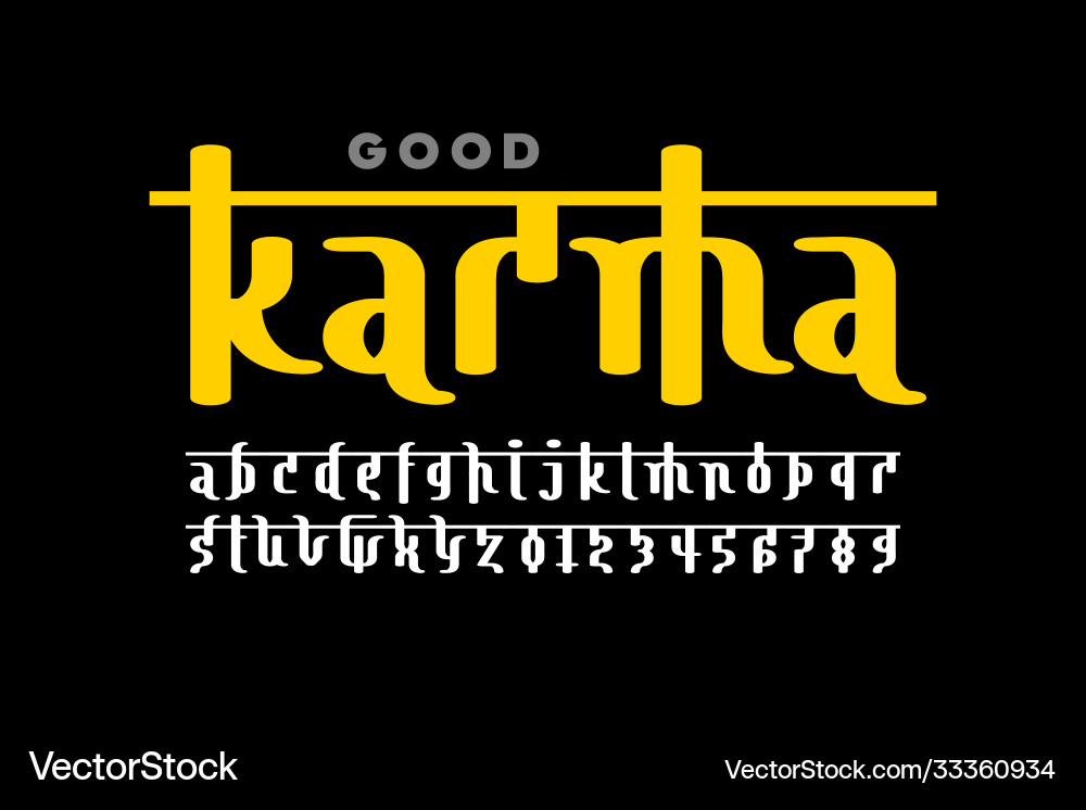 Devanagari Inspired Script Font vector image