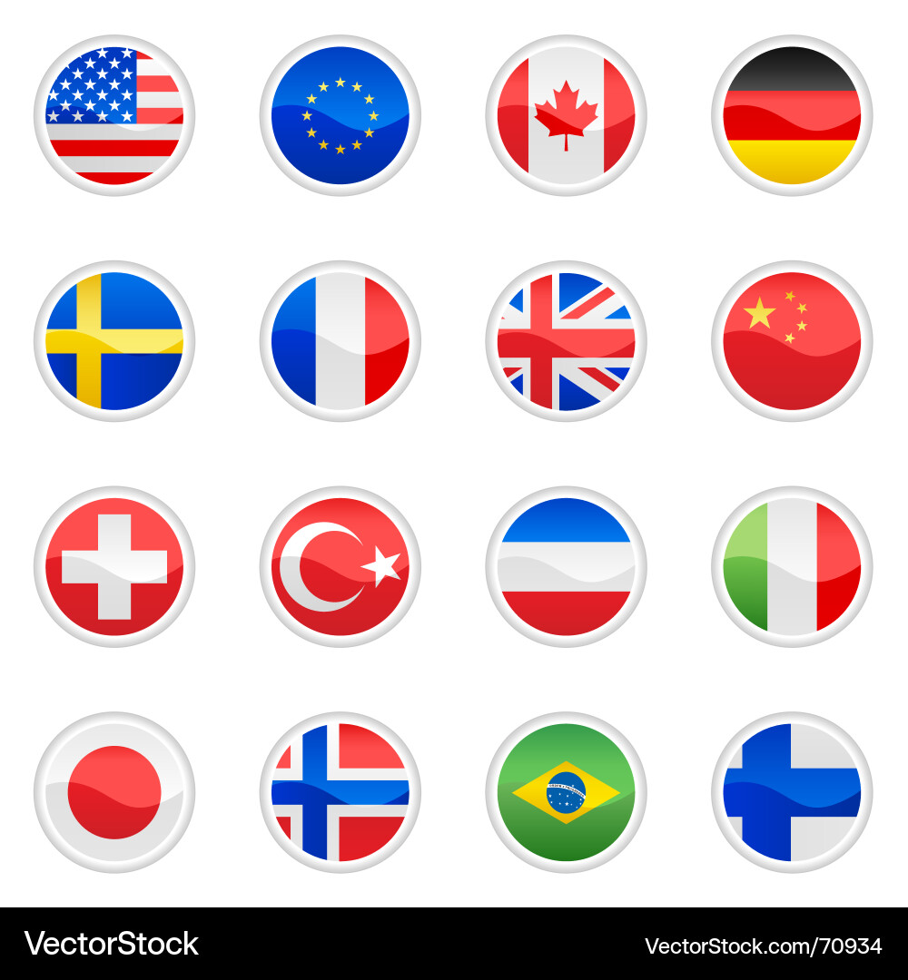 Flag Buttons Collection vector image