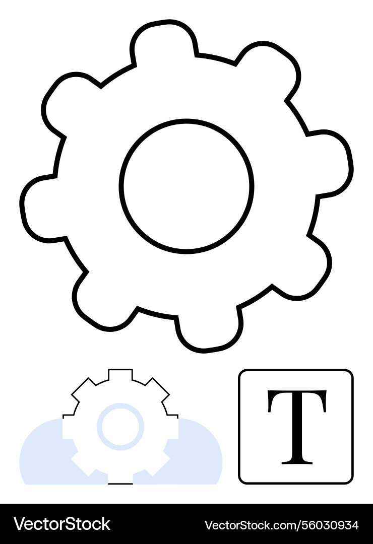 Gear shape for customization with text element Gear shape for customization with text element Vector Image