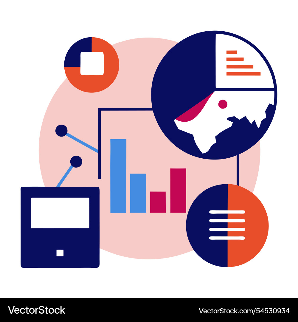 Global data analysis and insights for business vector image