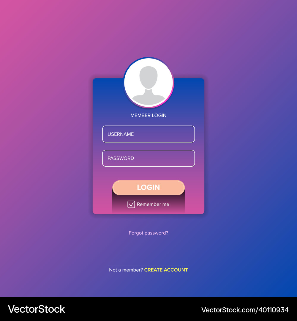 Login form web page design template or mock up vector image