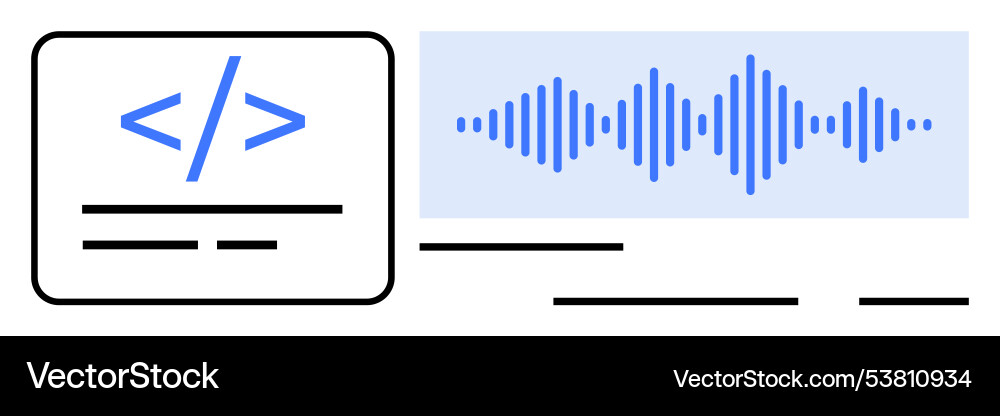 Modern coding and sound wave visualization Modern coding and sound wave visualization Vector Image