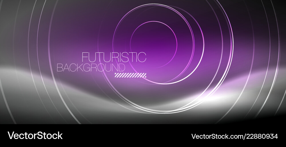 Neon circles abstract background shiny lines Vector Image