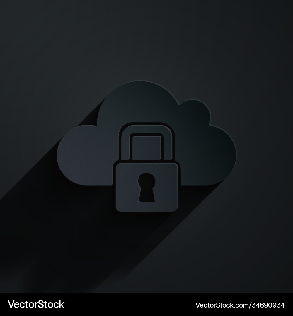 Paper cut cloud computing lock icon isolated Paper cut cloud computing lock icon isolated vector image