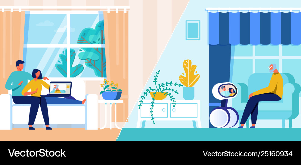 People chatting using robots and internet tech vector image