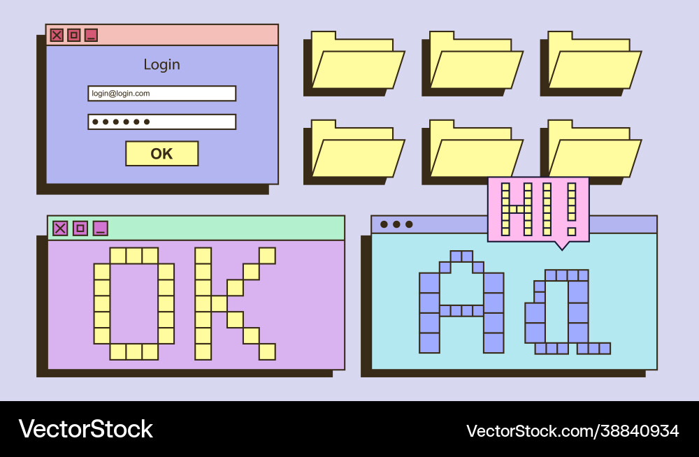 Retrowave Login UI Elements vector image