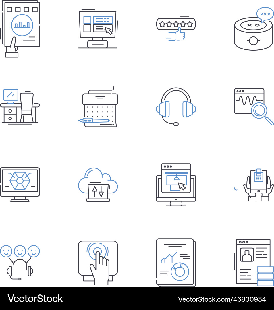 Robotics technology line icons collection Robotics technology line icons collection vector image