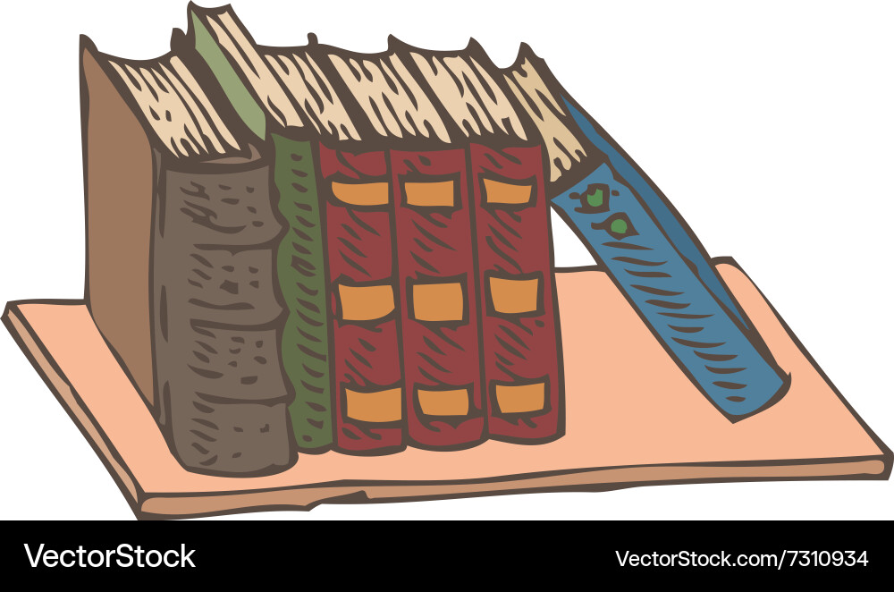 Row of books on a bookshelf Vector Image