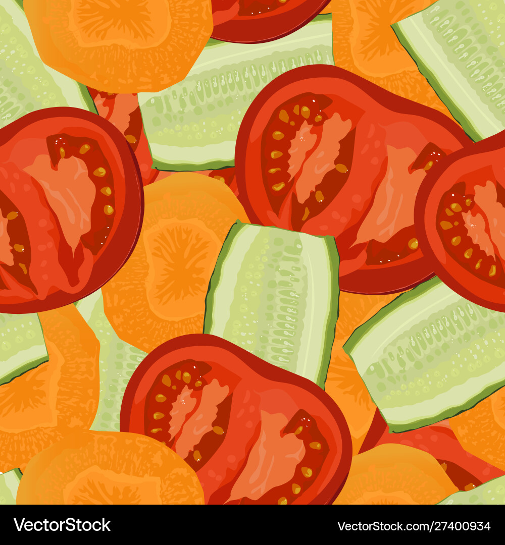 Seamless pattern with carrot cucumber and tomato vector image