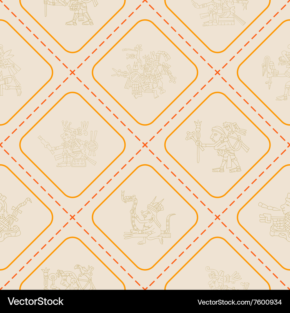Seamless pattern with symbols from aztec codices vector image