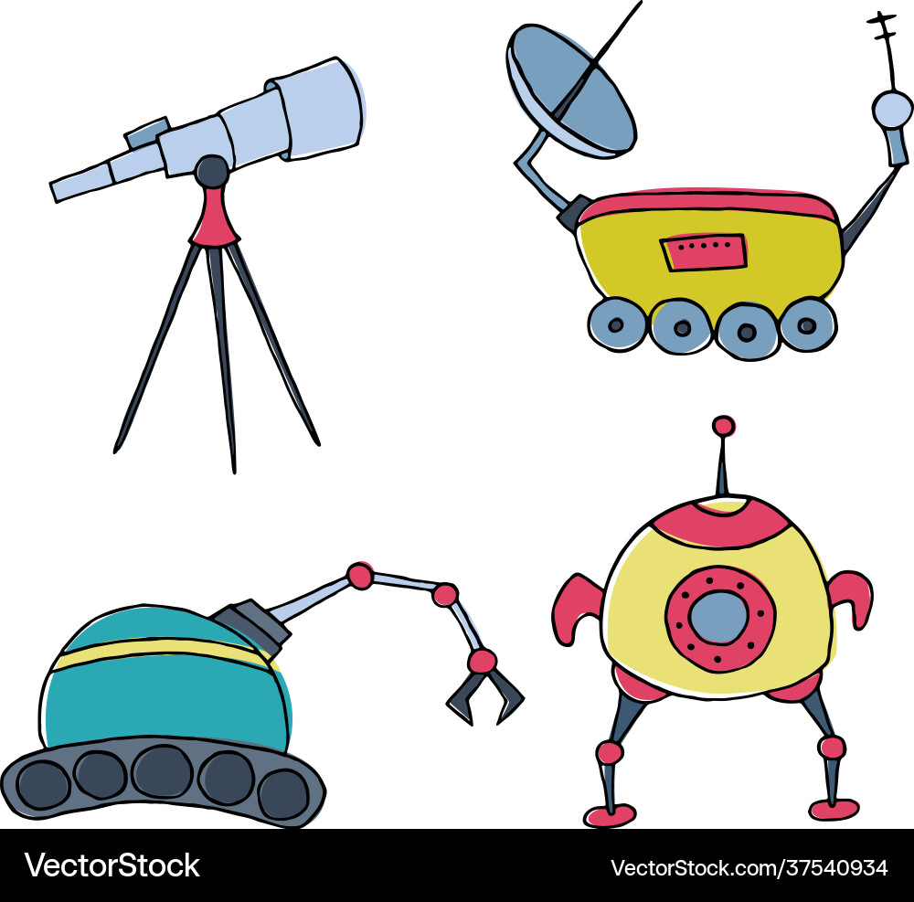 Set different space objects Set different space objects vector image