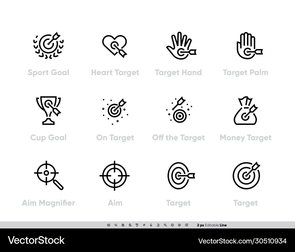 Sport goal and targets icon set heart hand palm Sport goal and targets icon set heart hand palm vector image