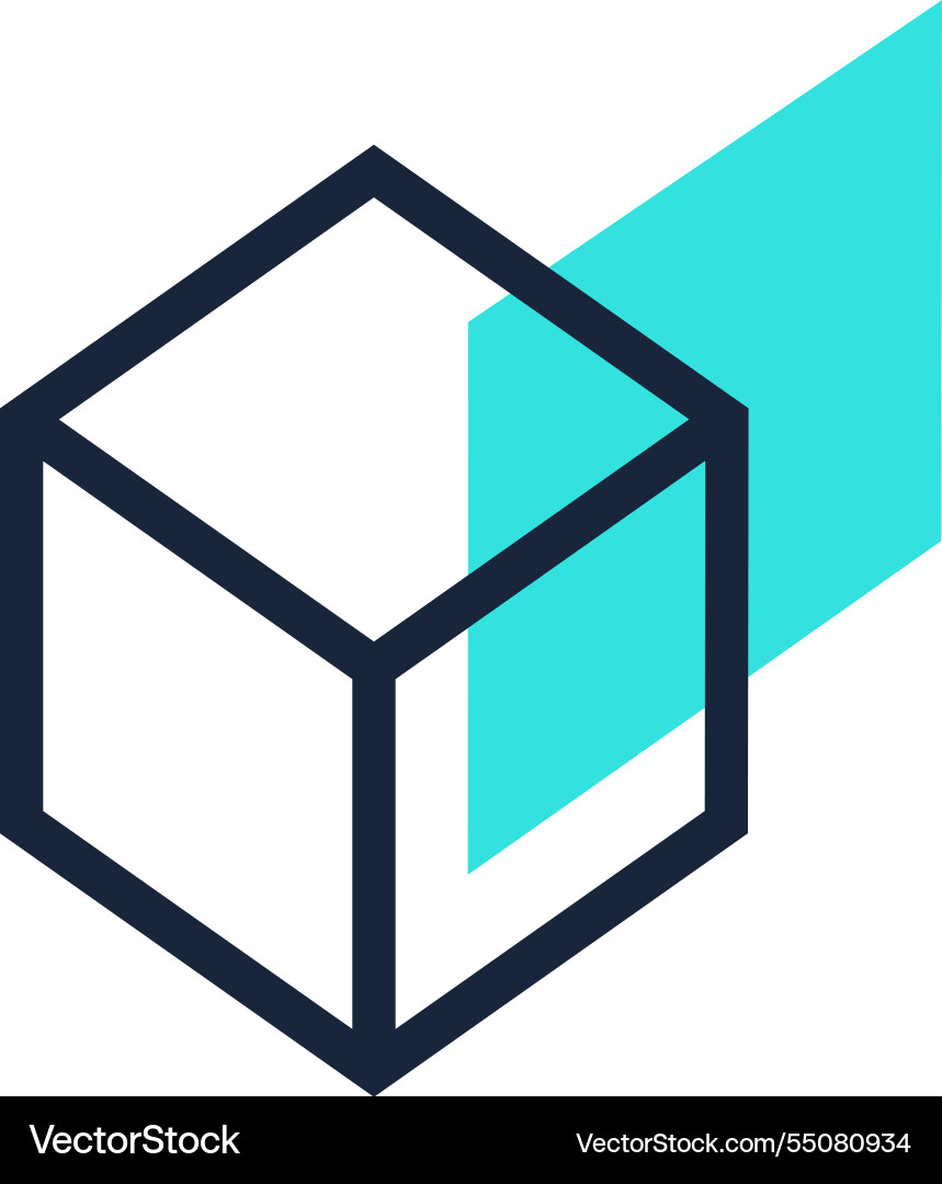 Turquoise light passing through a transparent cube Turquoise light passing through a transparent cube vector image
