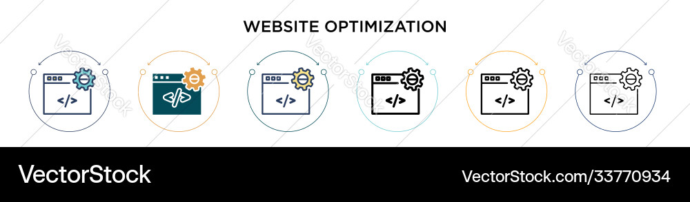 Website optimization icon in filled thin line Website optimization icon in filled thin line Vector Image
