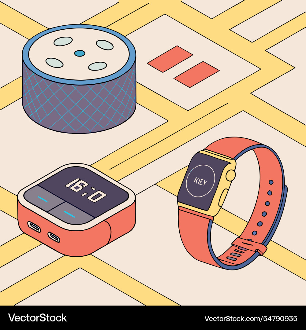 3d iot gadgets pattern a dynamic display vector image