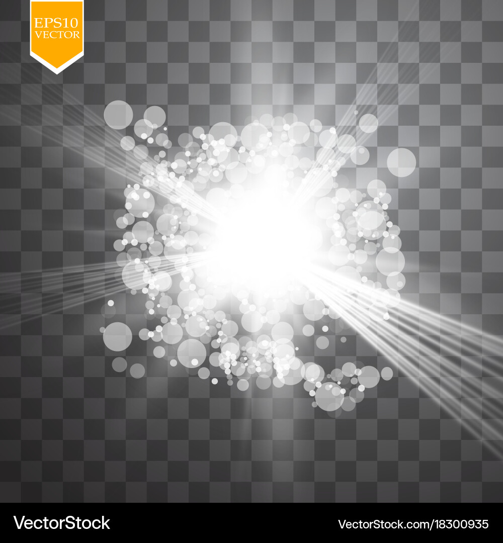 Abstract white bokeh effect explosion with sparks vector image