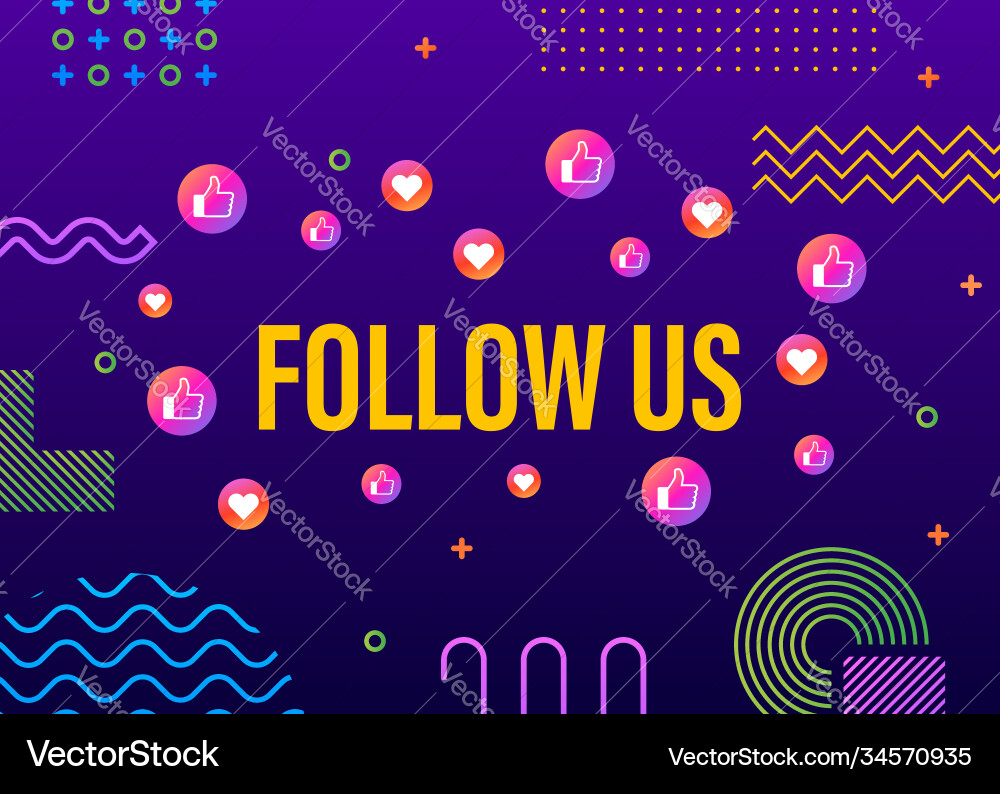 Button follow us on white background Button follow us on white background Vector Image
