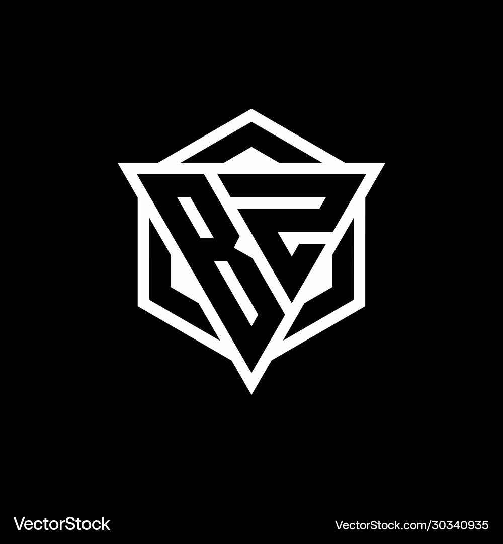 Bz logo monogram with triangle and hexagon shape Bz logo monogram with triangle and hexagon shape Vector Image