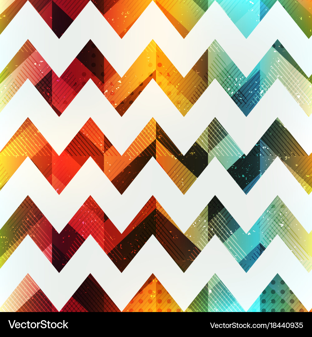 Colored zigzag seamless pattern with grunge effect vector image