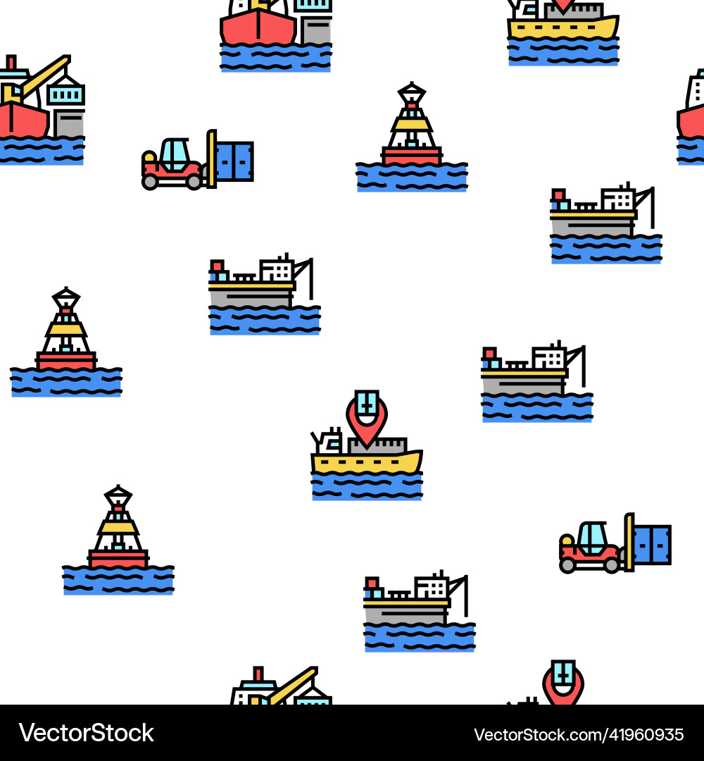 Container port tool seamless pattern Container port tool seamless pattern Vector Image