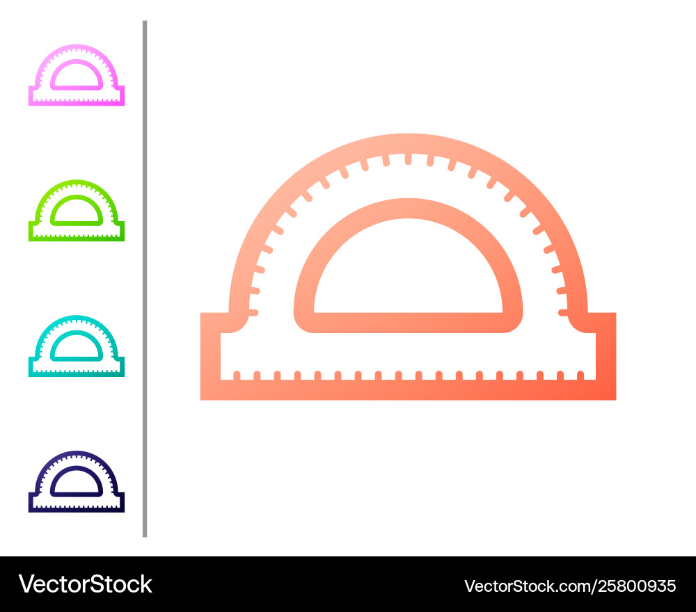 Coral protractor grid for measuring degrees icon Coral protractor grid for measuring degrees icon vector image