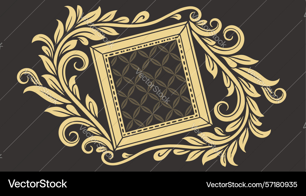 Decorative square frame with ornate gold patterns Vector Image