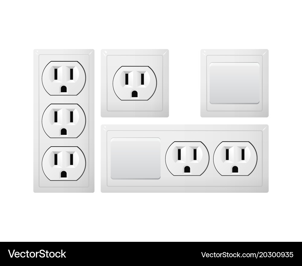 Electrical socket type b with switch power plug vector image