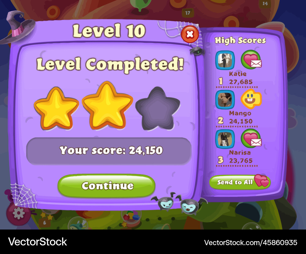 Level Button Game UI Pop-Up Icons Vector Image