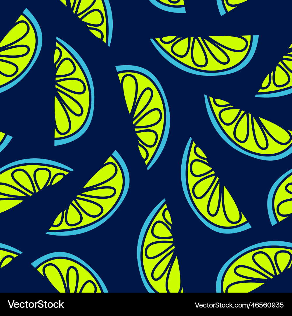 Lime slices seamless pattern on dark background Vector Image