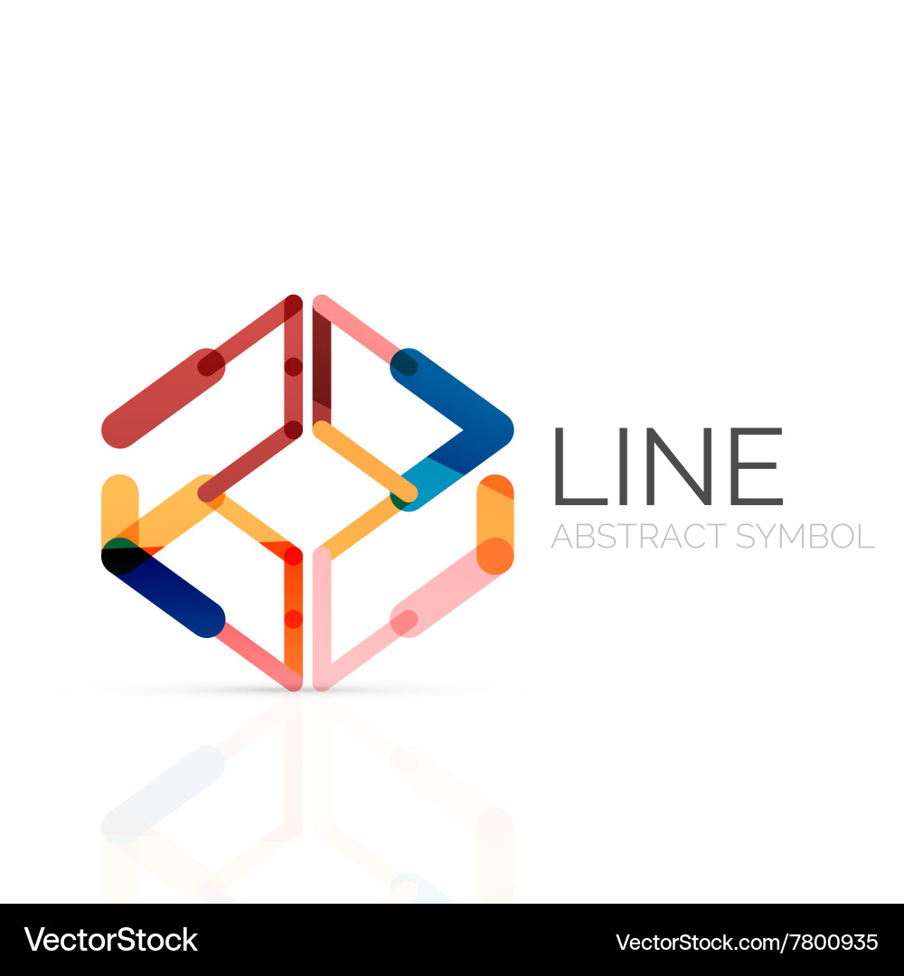 Linear abstract logo connected multicolored Vector Image
