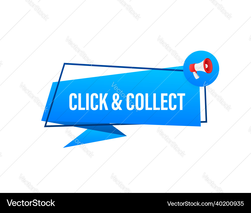 Megaphone click and collect banner flat style vector image