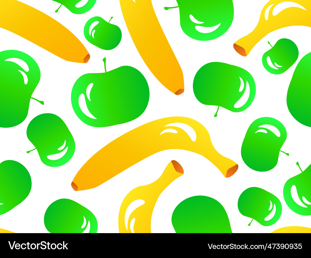 Seamless background with bananas and apples in 3d Seamless background with bananas and apples in 3d vector image