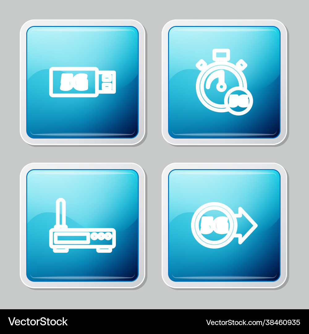Set line 5g modem digital speed meter router vector image