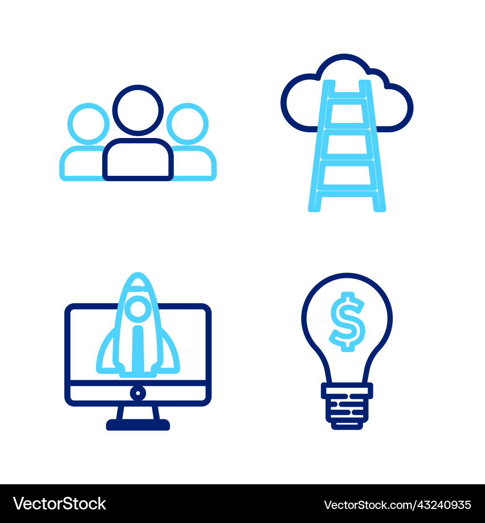 Set line light bulb with dollar startup project Set line light bulb with dollar startup project vector image