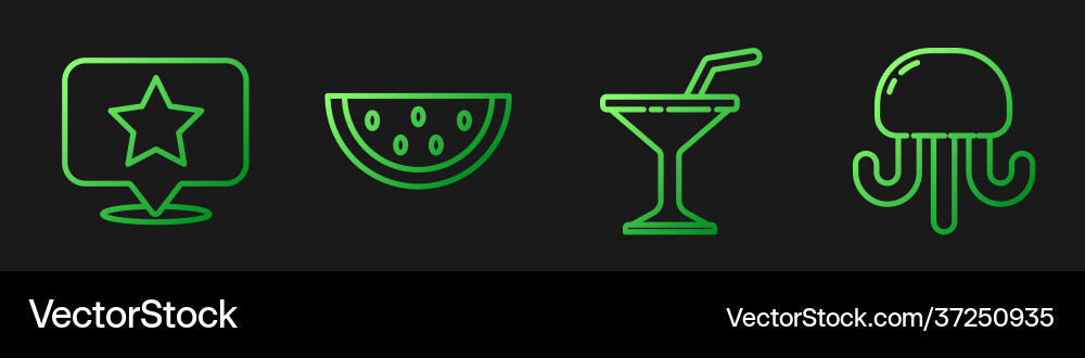 Set line martini glass map pointer with star Set line martini glass map pointer with star vector image