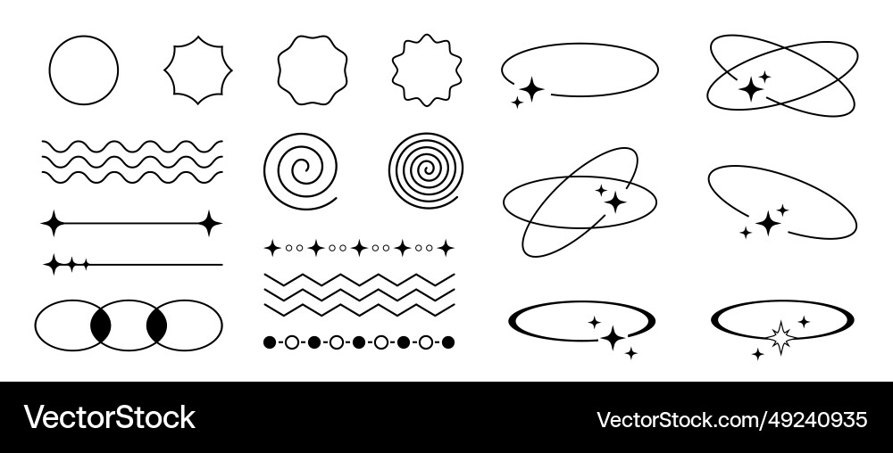 Set of retro outline black thin empty frames Set of retro outline black thin empty frames vector image