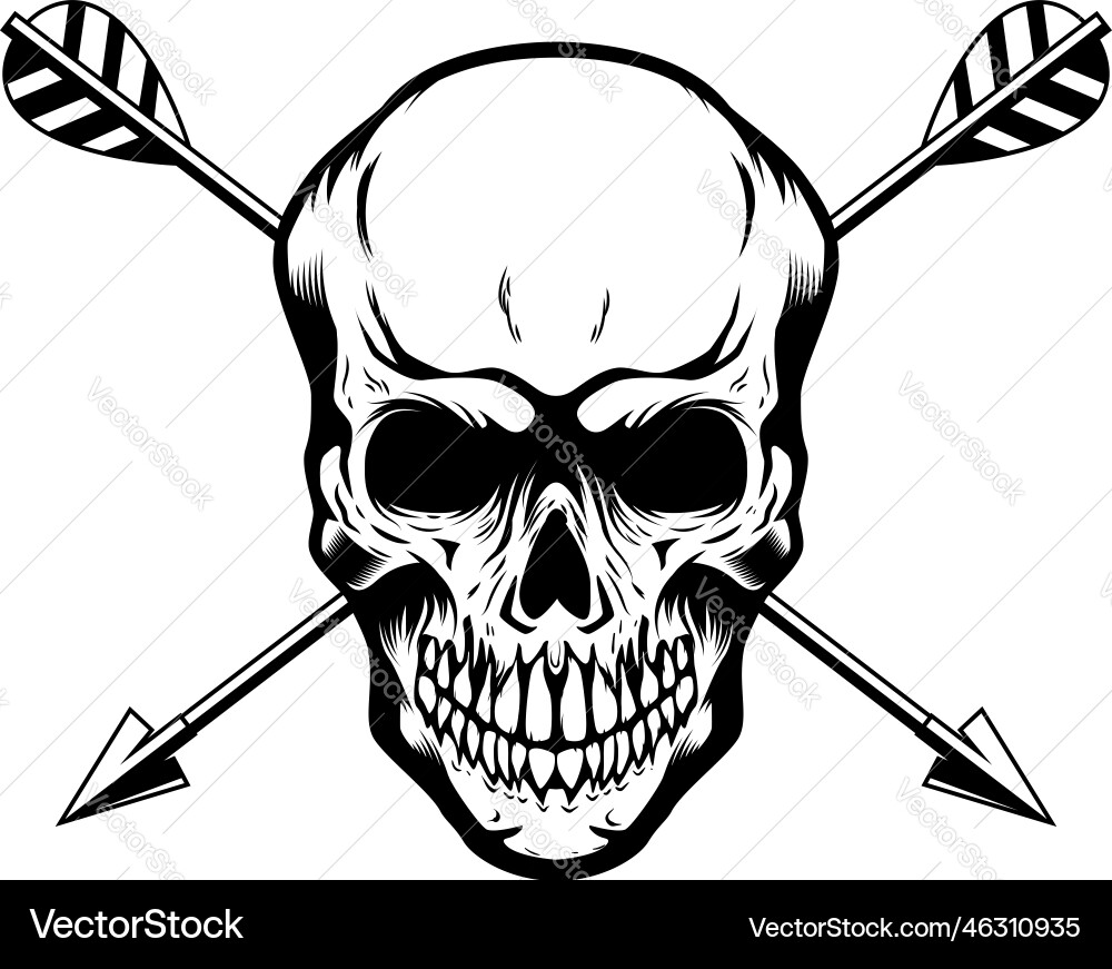 Skull with crossed arrows design element Vector Image