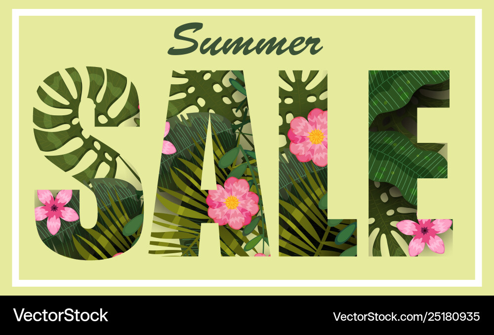 Summer sale trendy tropical leaves and flowers Summer sale trendy tropical leaves and flowers vector image