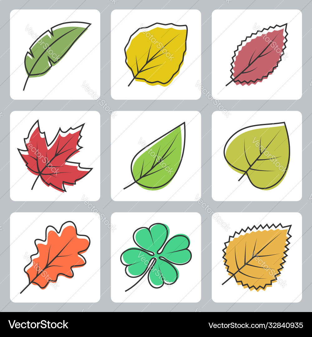 Tree leaves icons set Tree leaves icons set vector image