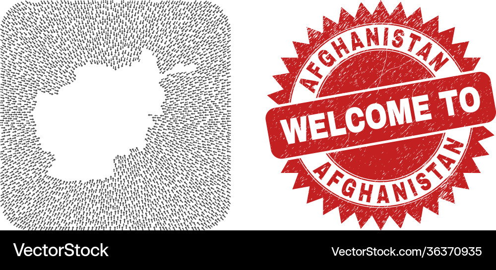 Welcome rubber stamp seal and afghanistan map Welcome rubber stamp seal and afghanistan map vector image