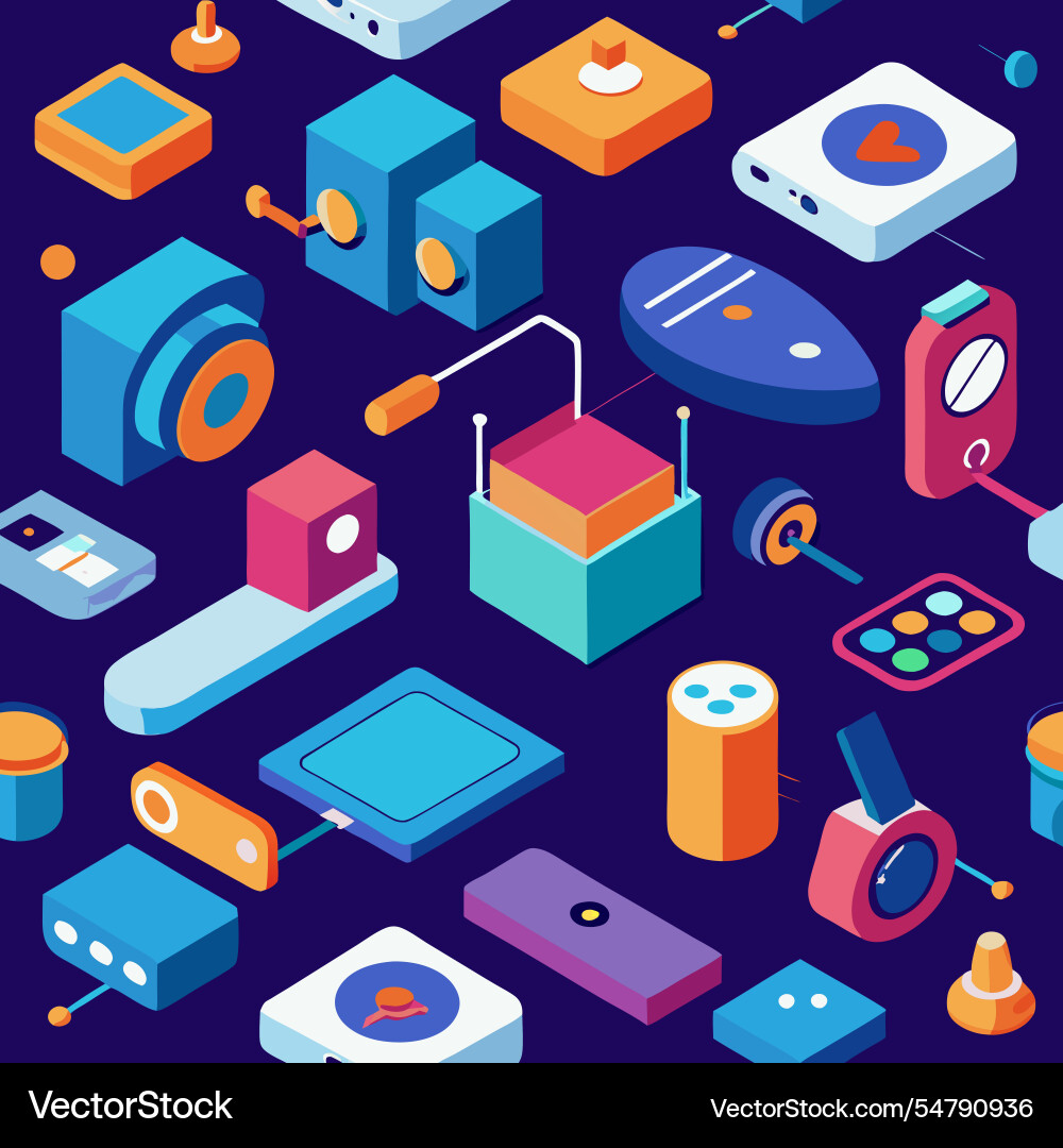 3d iot gadgets pattern a dynamic display vector image