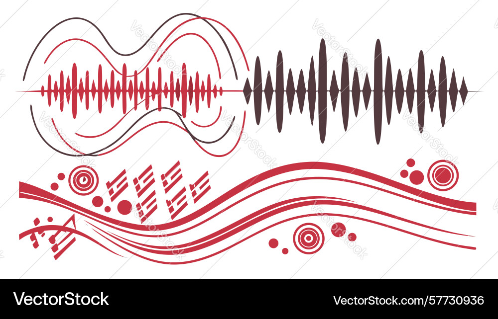 Abstract sound wave patterns digital audio vector image