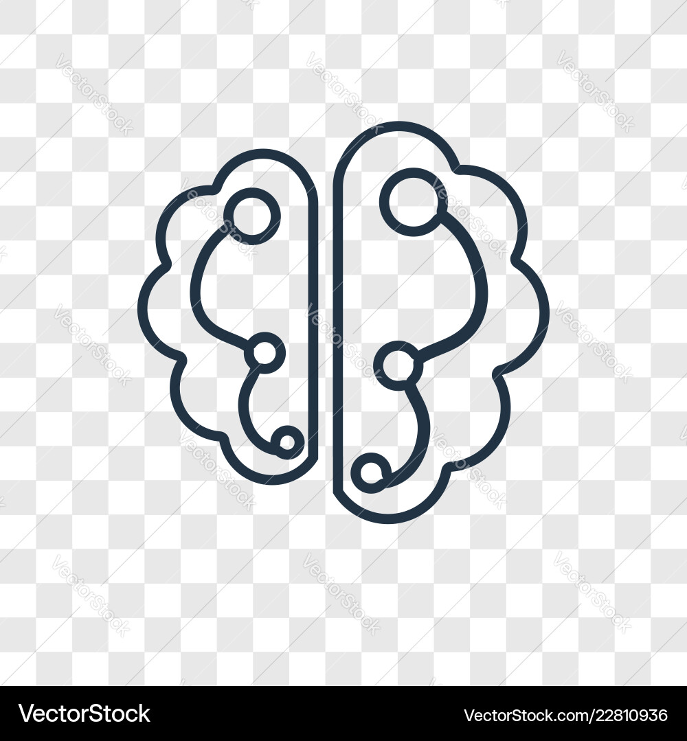 Brain concept linear icon isolated on transparent Brain concept linear icon isolated on transparent Vector Image