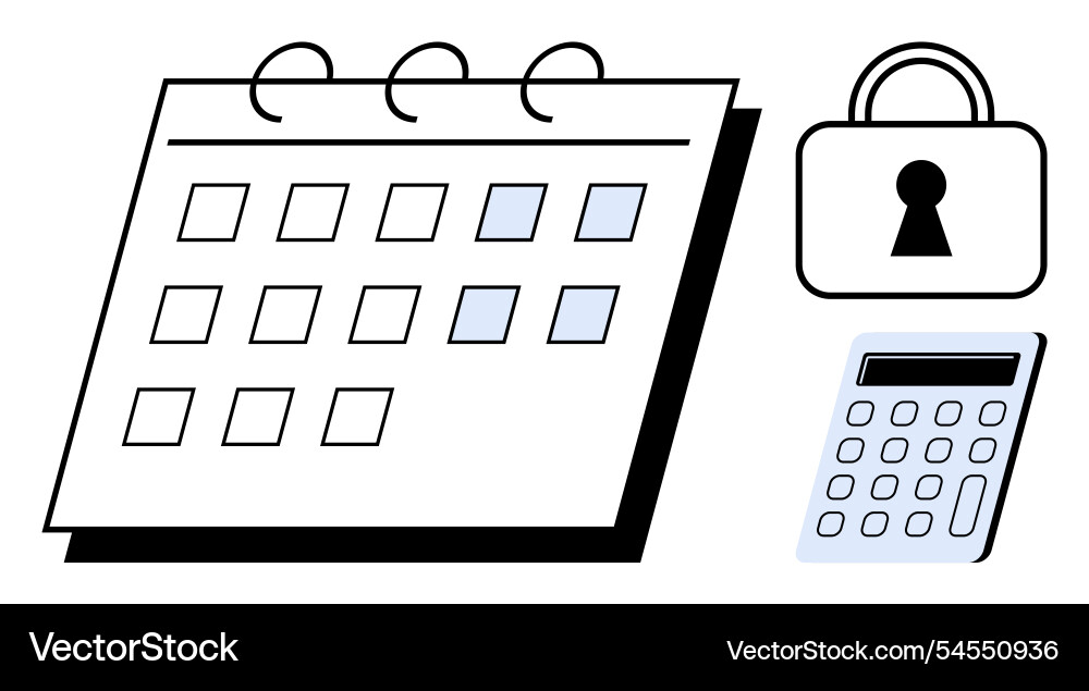 Calendar with highlighted dates padlock Vector Image