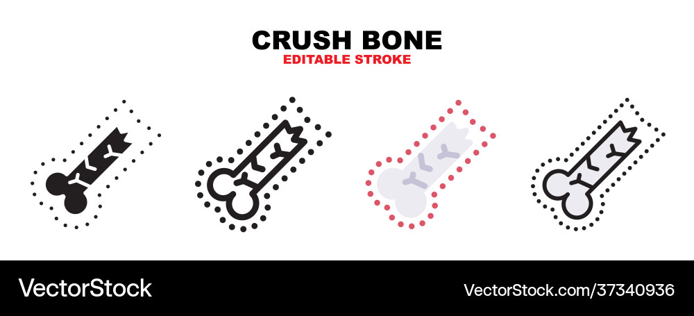Crush bone icon set with different styles Crush bone icon set with different styles vector image