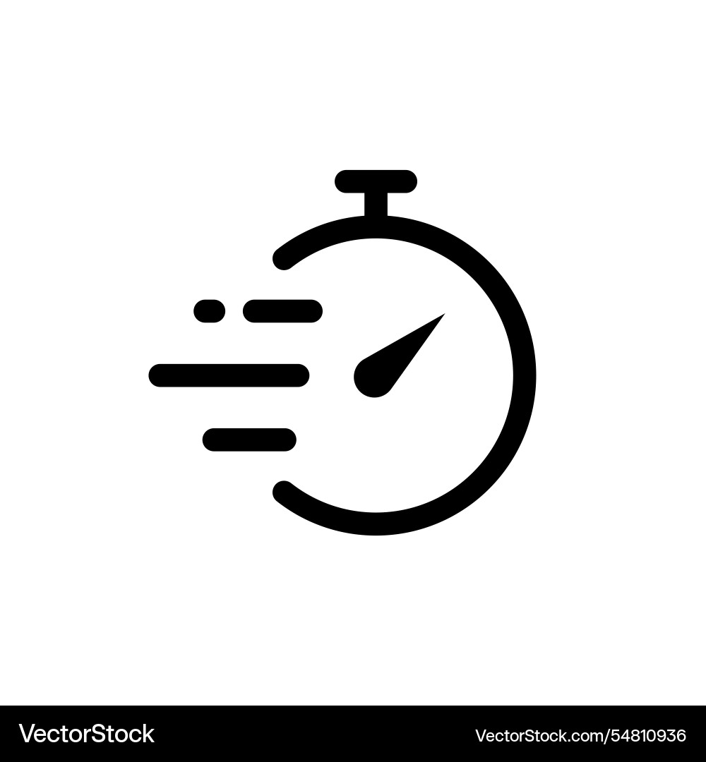 Fast time simple outline icon and stopwatch Fast time simple outline icon and stopwatch vector image