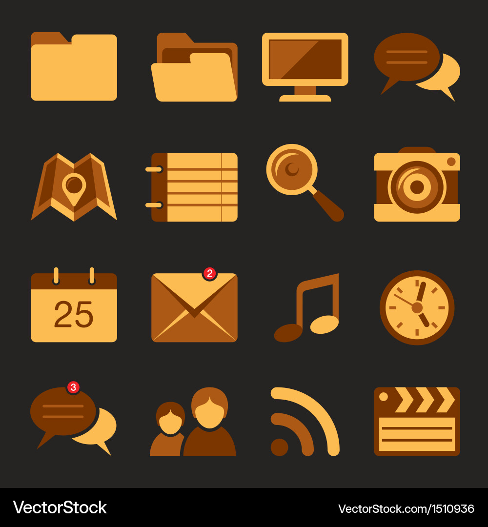 Flat Icon Set - Modern UI Elements vector image